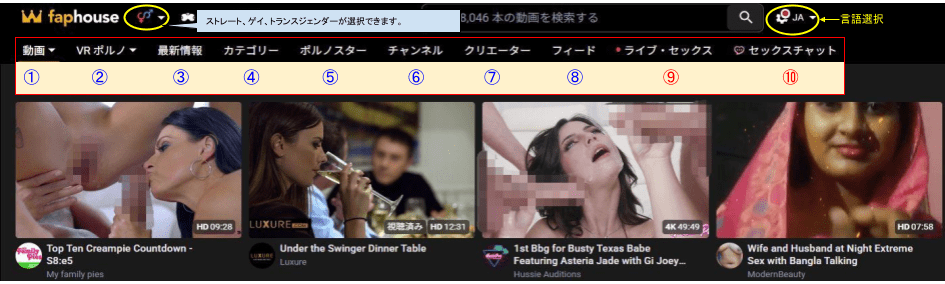 Faphouse説明記事内メニューのスクリーンショット