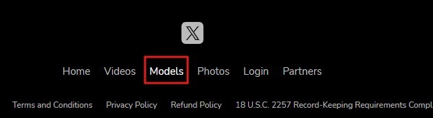 gloryhole secretsのモデル一覧を表示するためのリンクのスクリーンショット