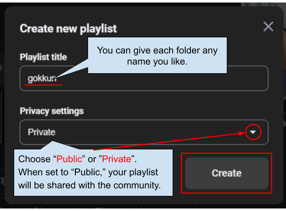 Screenshot of folder creation menu in the Faphouse introductory article.