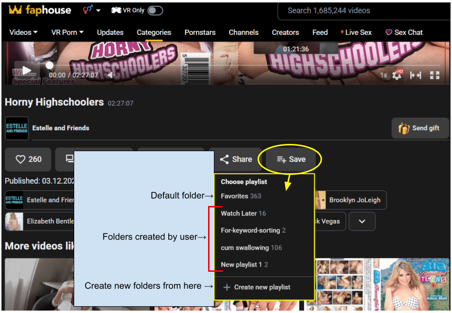 Screen shot of conten save menu for Faphouse intorductory article.