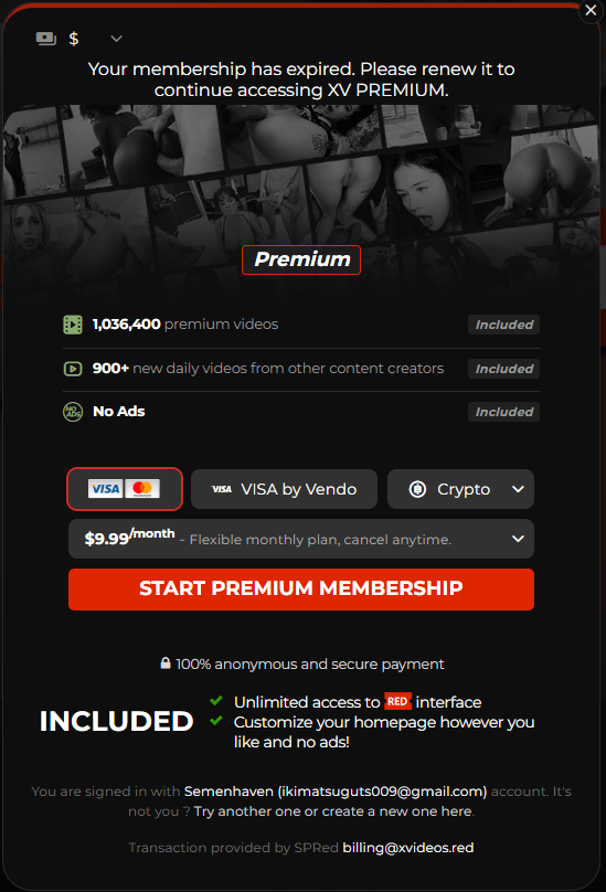 xvideos-red payment selection window